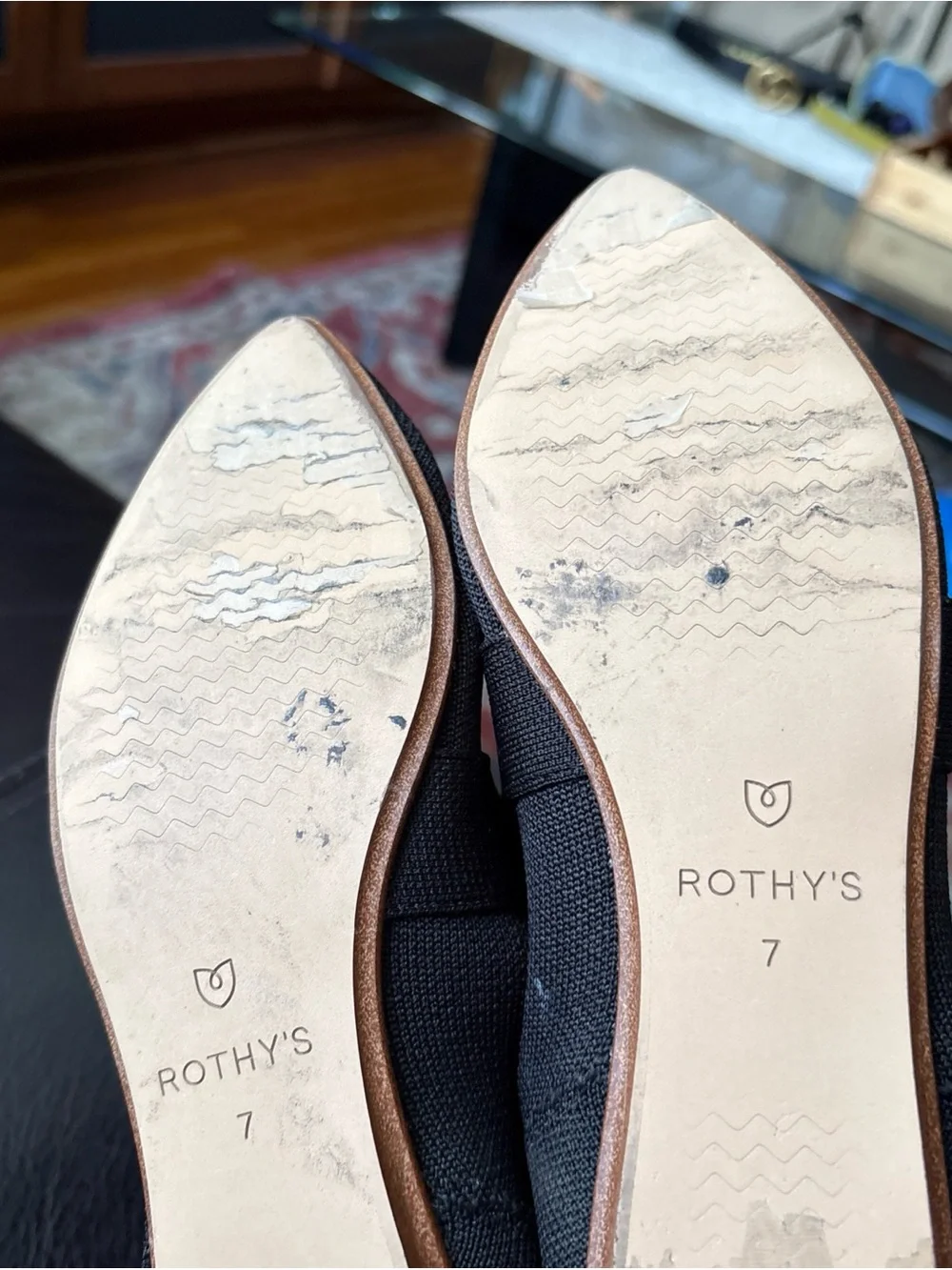 Rothy's Black Bow Pointed Mary Jane Flats - Women's size 7